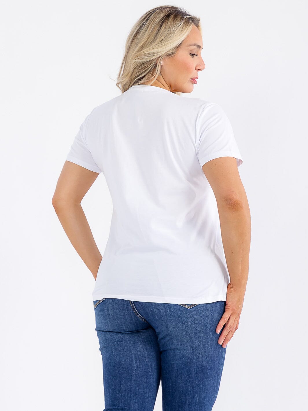 PLUS SIZE SHORT SLEEVE GRAPHIC SEQUINS TOP