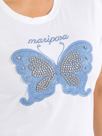 PLUS SIZE SHORT SLEEVE GRAPHIC STUDS BUTTERFLY TOP