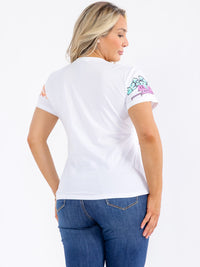 PLUS SIZE SHORT SLEEVE GRAPHIC TOP