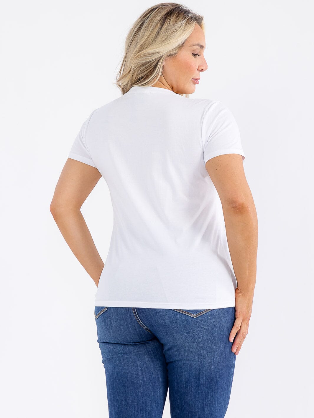 PLUS SIZE SHORT SLEEVE GRAPHIC PEARL DETAILED TOP