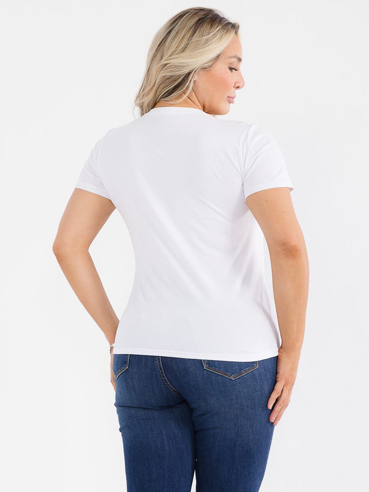 PLUS SIZE SHORT SLEEVE PARIS FLOWER RHINESTONE TOP