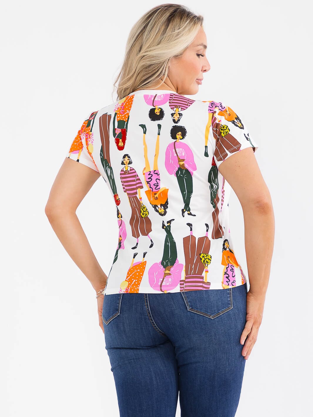 PLUS SIZE SHORT SLEEVE GRAPHIC RHINESTONE TOP