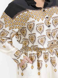 PLUS SIZE LONG SLEEVE BLOUSE & ELASTIC WAIST PANTS MULTI PRINT 2PC. SET