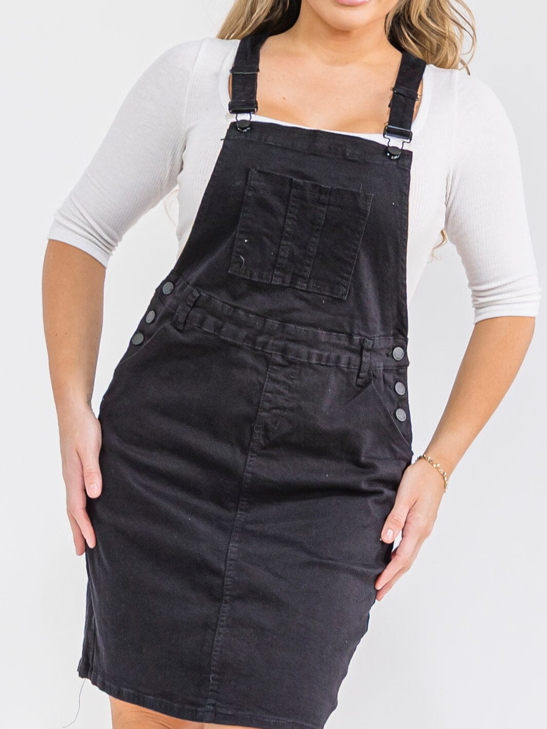 PLUS SIZE SLEEVELESS POCKETS DENIM MINI SKIRT OVERALL