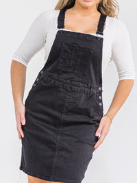 PLUS SIZE SLEEVELESS POCKETS DENIM MINI SKIRT OVERALL