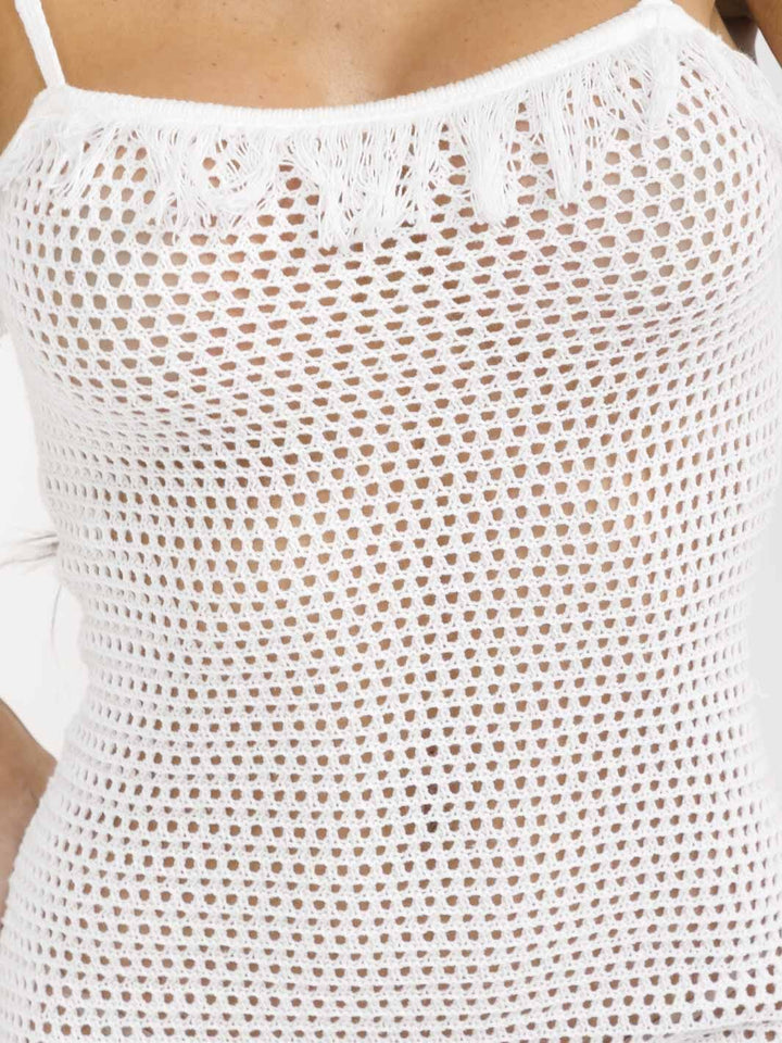 WOMEN'S SLEEVELESS TRIM DETAILED KNITTED MINI DRESS