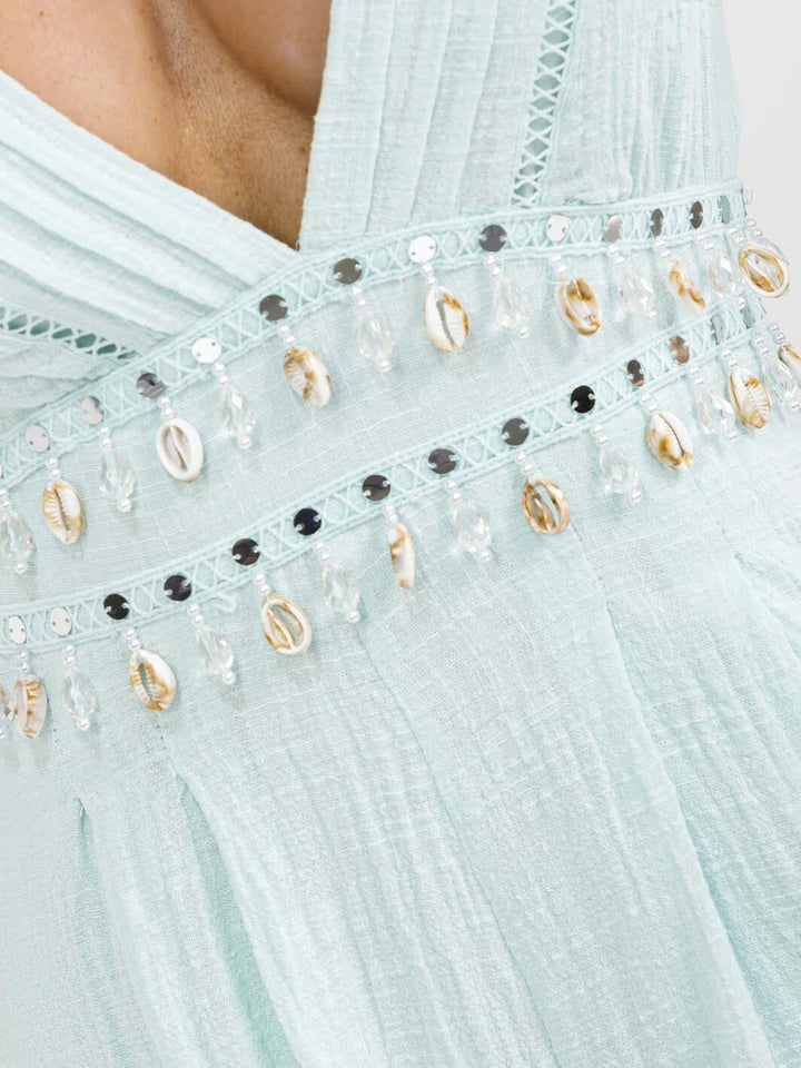 WOMEN'S 3/4 SLEEVE V-NECK WAIST DETAILED OPEN BACK ROMPER