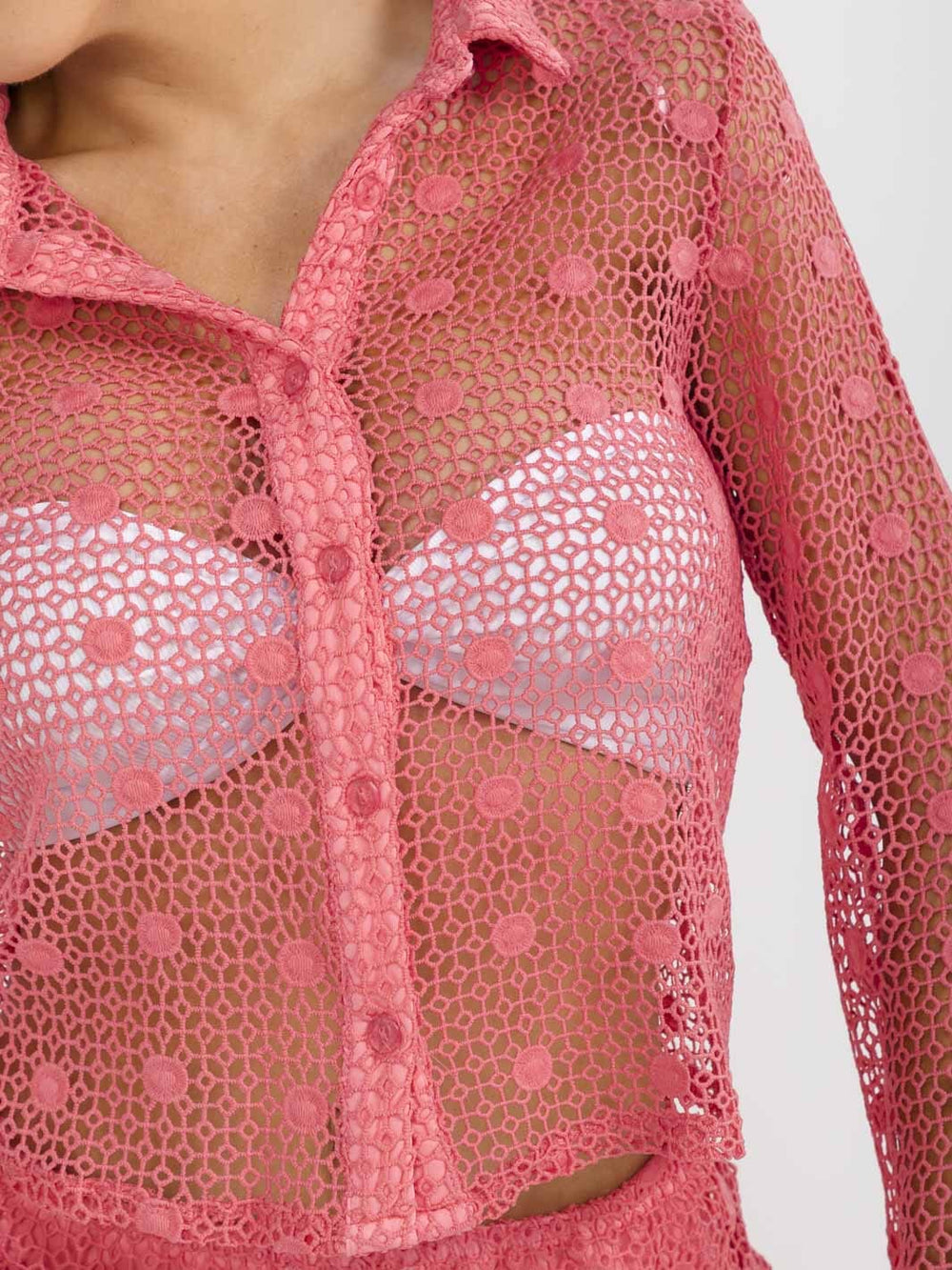 WOMEN'S LONG SLEEVE TOP & ELASTIC WAIST MINI SKORT CROCHET 2PC. SET