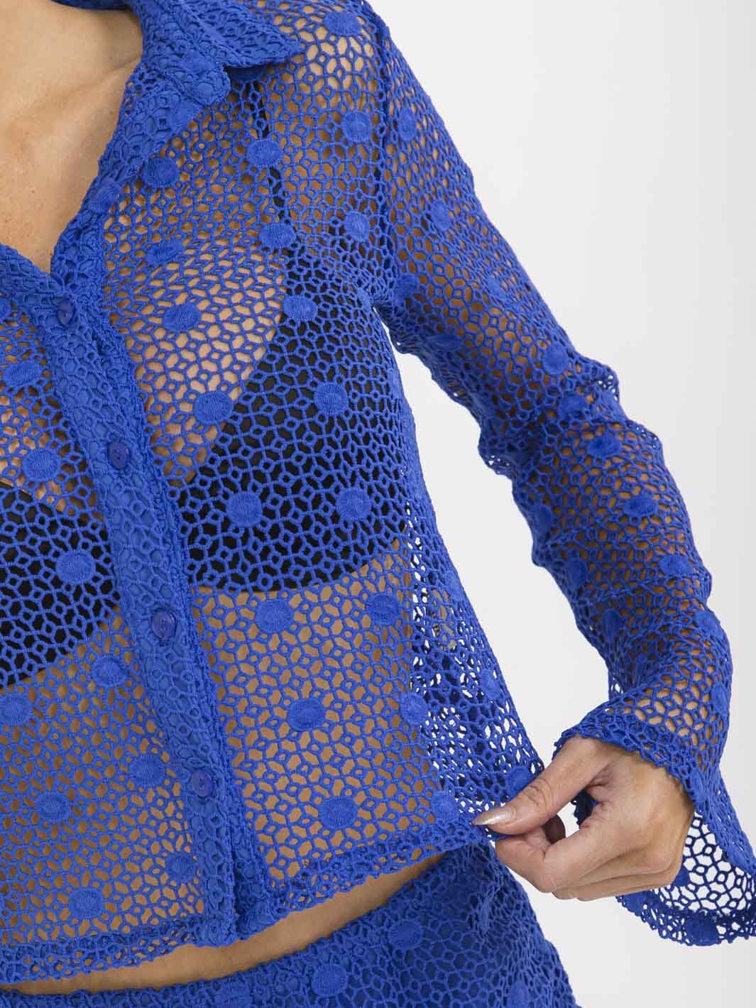 WOMEN'S LONG SLEEVE TOP & ELASTIC WAIST MINI SKORT CROCHET 2PC. SET