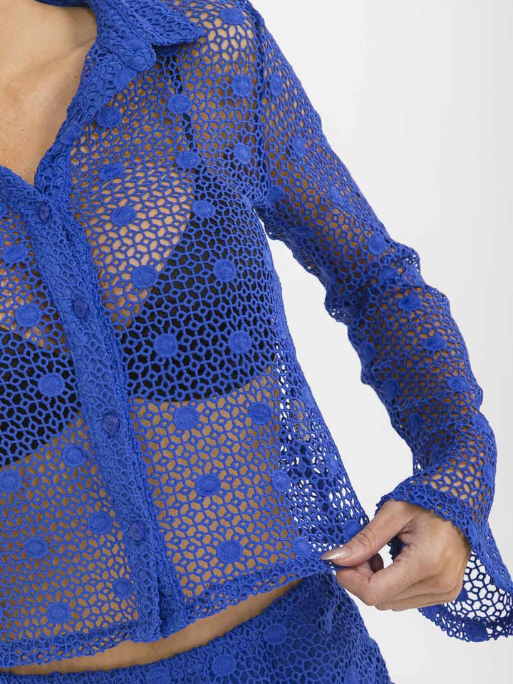 WOMEN'S LONG SLEEVE TOP & ELASTIC WAIST MINI SKORT CROCHET 2PC. SET