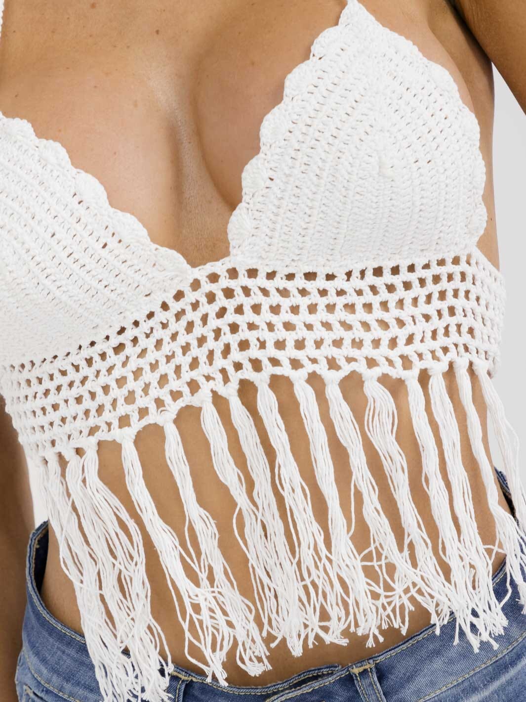 WOMEN'S SLEEVELESS HALTER NECK V-NECK OPEN BACK KNIT CROP TOP