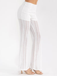 WOMEN'S ZIPPER CLOSURE KNIT BELL LEG PANTS