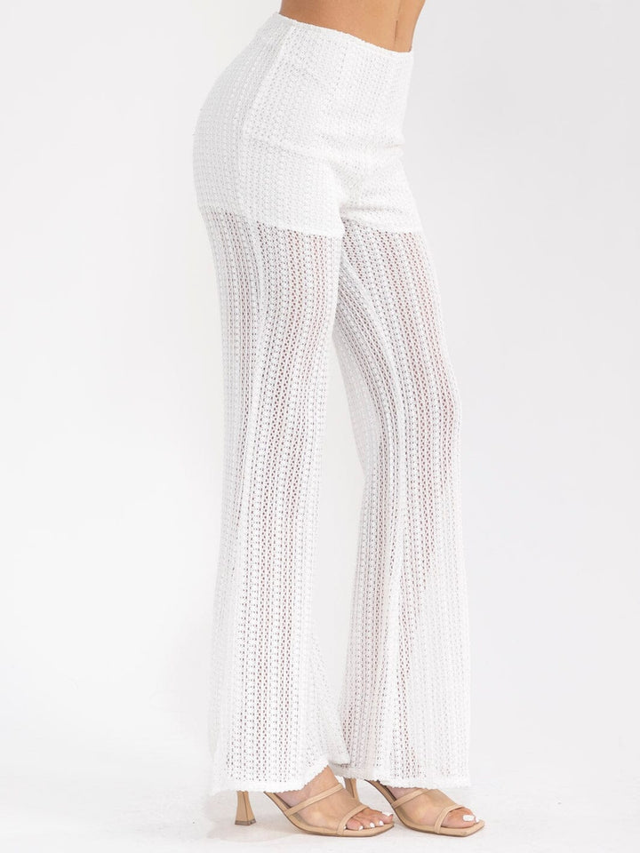 WOMEN'S ZIPPER CLOSURE KNIT BELL LEG PANTS