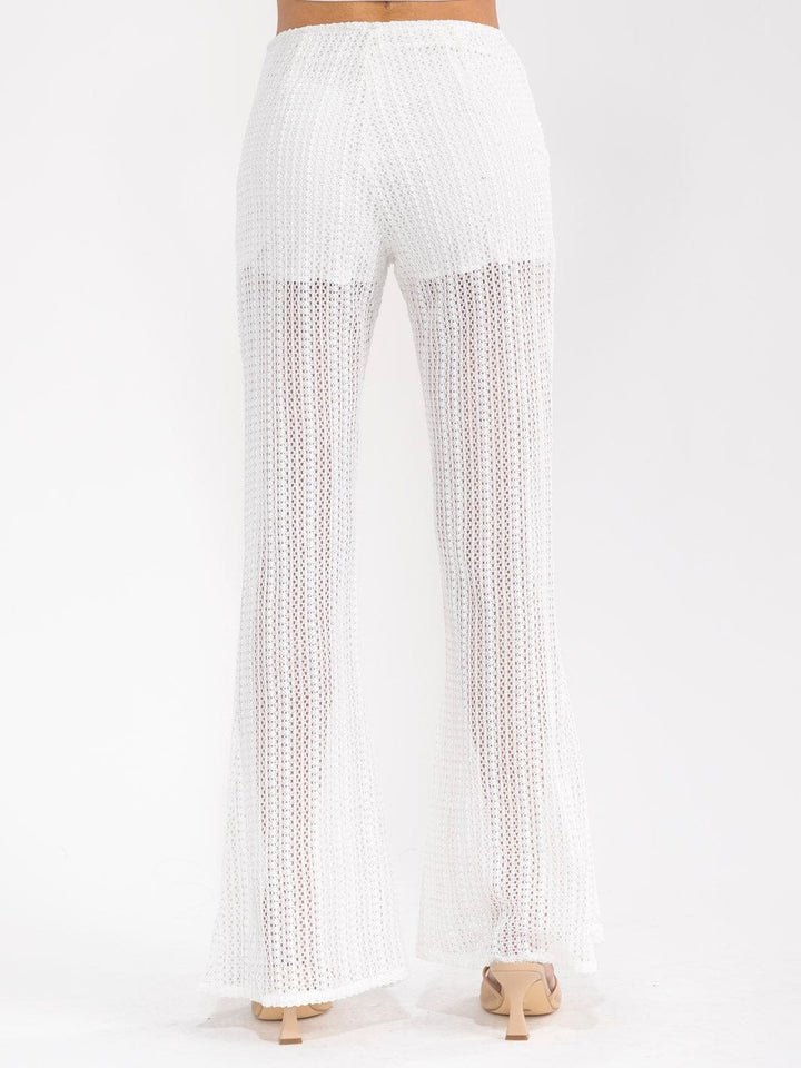 WOMEN'S ZIPPER CLOSURE KNIT BELL LEG PANTS