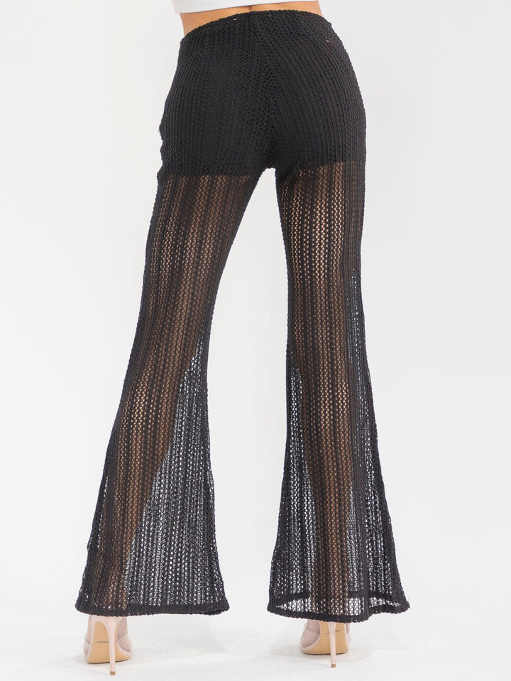 WOMEN'S ZIPPER CLOSURE KNIT BELL LEG PANTS