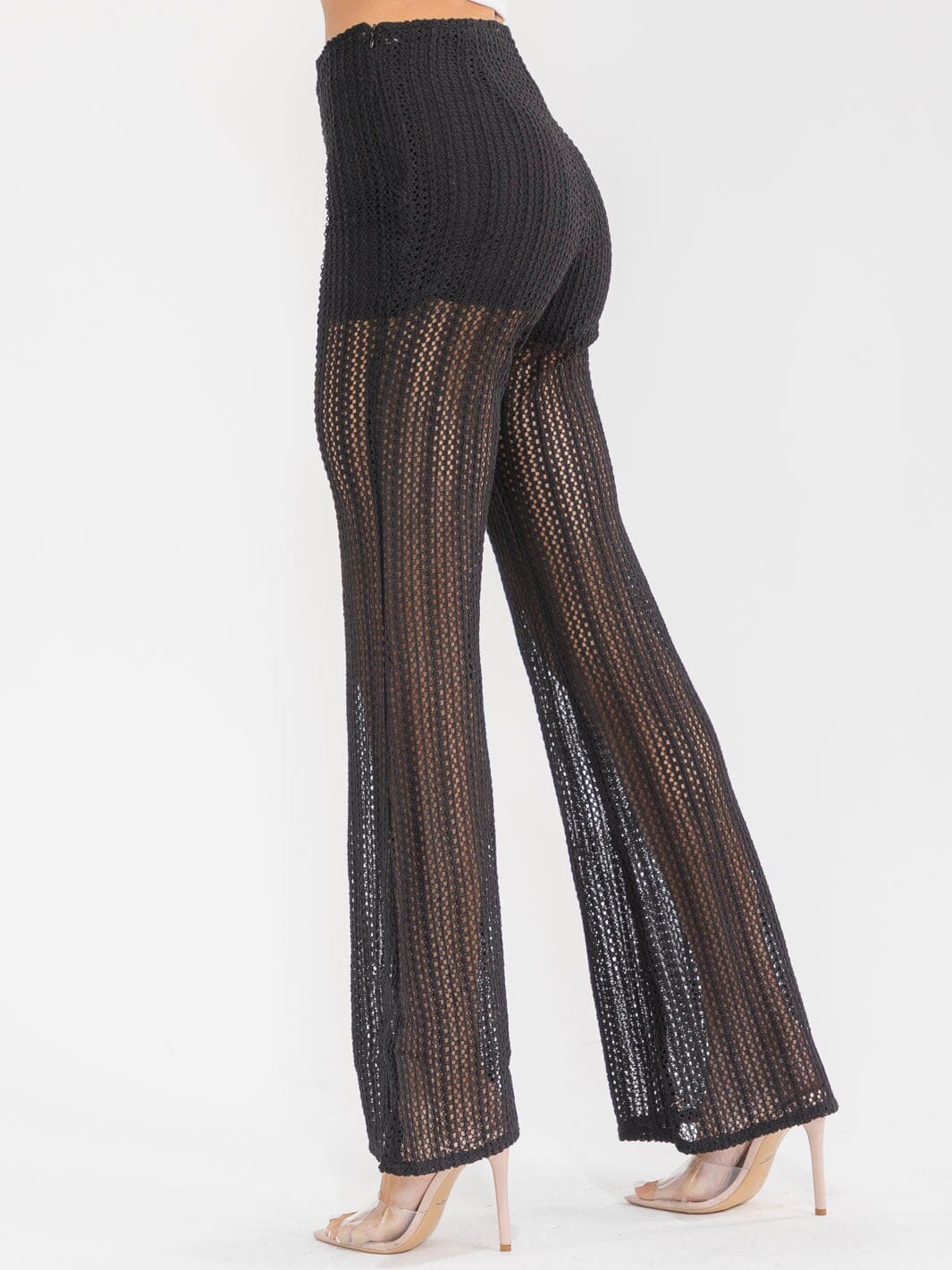 WOMEN'S ZIPPER CLOSURE KNIT BELL LEG PANTS