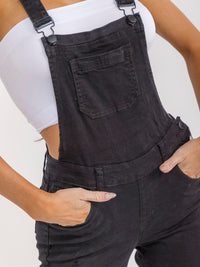 WOMEN'S SLEEVELESS POCKETS DISTRESS STRETCH DENIM PANTS OVERALL