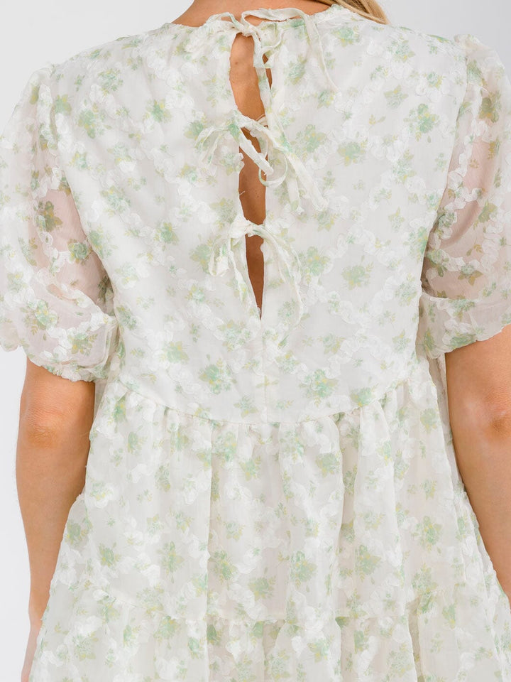 WOMEN'S SHORT SLEEVE HIGH-LOW TIERED TUNIC FLORAL MIDI DRESS