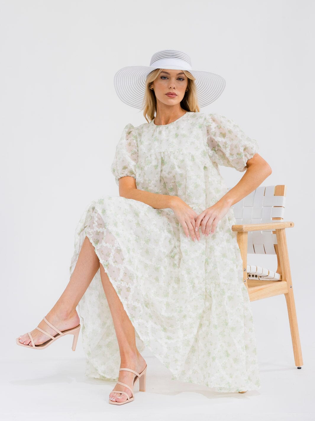 WOMEN'S SHORT SLEEVE HIGH-LOW TIERED TUNIC FLORAL MIDI DRESS