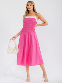 WOMEN'S SLEEVELESS SMOCK FIT & FLARE MAXI DRESS
