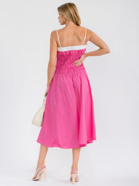 WOMEN'S SLEEVELESS SMOCK FIT & FLARE MAXI DRESS