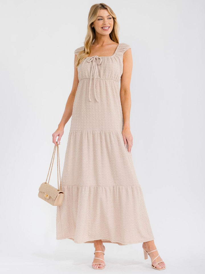 WOMEN'S SLEEVELESS STRETCH TIERED MAXI DRESS