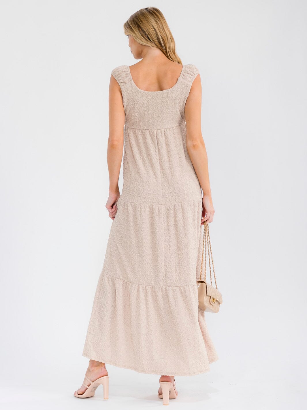 WOMEN'S SLEEVELESS STRETCH TIERED MAXI DRESS