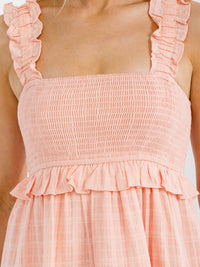 WOMEN'S SLEEVELESS SQUARE NECK SMOCK TIERED MINI DRESS