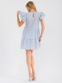 WOMEN'S SHORT PUFF SLEEVE TIERED LOOSE FIT MINI DRESS