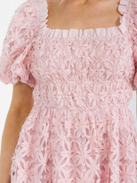 WOMEN'S SHORT PUFF SLEEVE SQUARE NECK FLORAL MINI DRESS