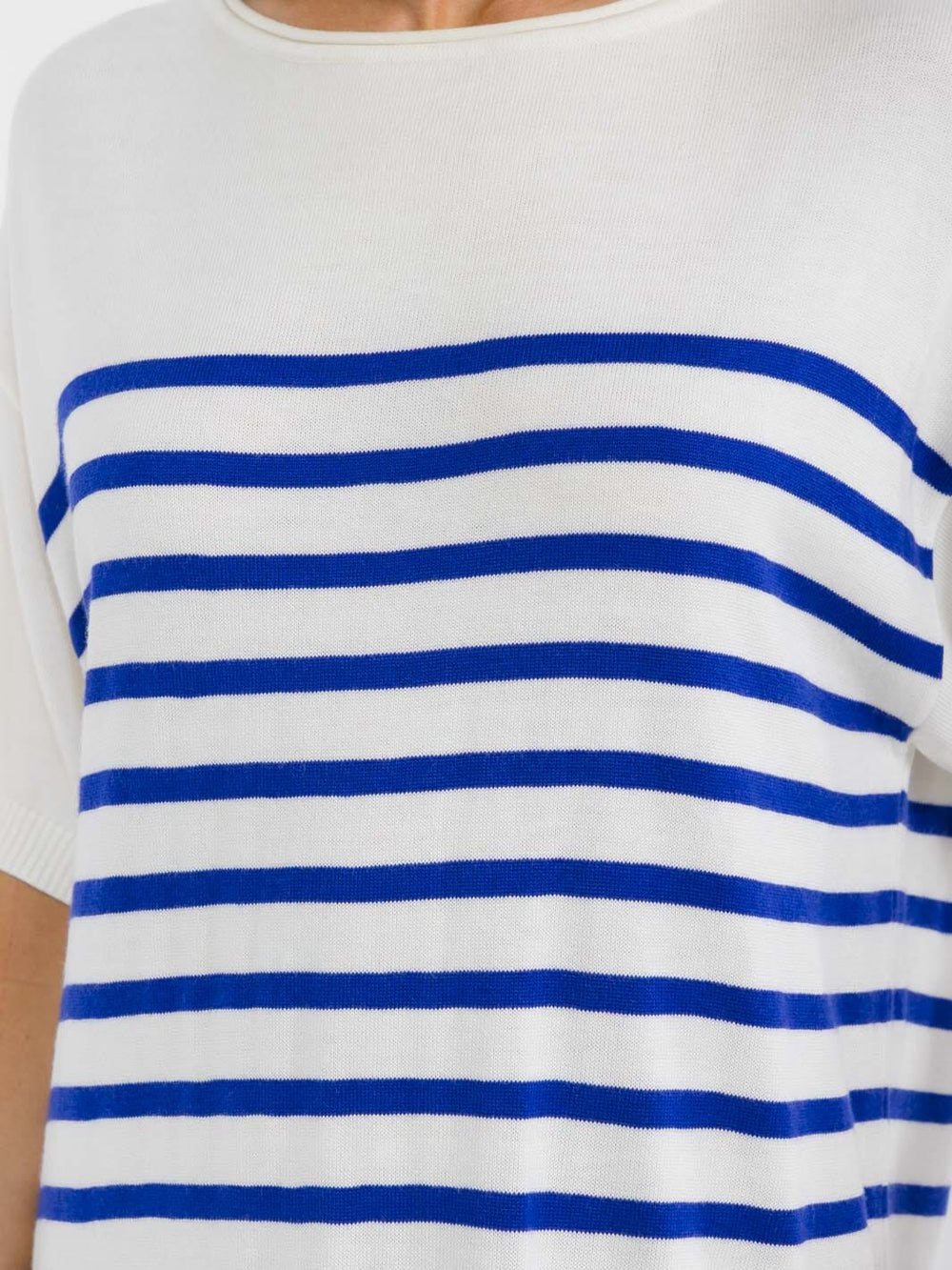 WOMEN'S SHORT SLEEVE COLORBLOCK STRIPES RUFFLE BOTTOM HEM LOOSE FIT MIDI DRESS