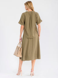 WOMEN'S SHORT SLEEVE BLOUSE & BUTTON UP MIDI SKIRT SOLID 2PC. SET