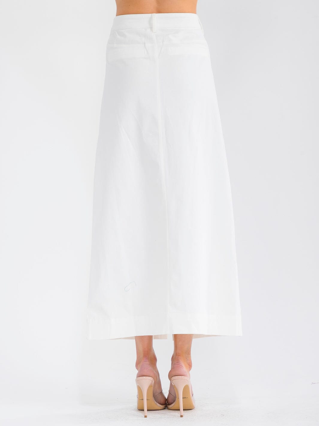 WOMEN'S BUTTON CLOSURE FRONT POCKETS PENCIL DENIM MAXI SKIRT