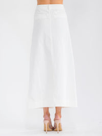 WOMEN'S BUTTON CLOSURE FRONT POCKETS PENCIL DENIM MAXI SKIRT