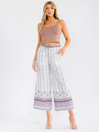 WOMEN'S ELASTIC WAIST WIDE LEG MULTI PRINT PALAZZO PANTS