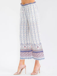 WOMEN'S ELASTIC WAIST WIDE LEG MULTI PRINT PALAZZO PANTS