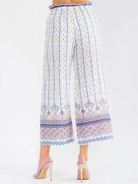 WOMEN'S ELASTIC WAIST WIDE LEG MULTI PRINT PALAZZO PANTS