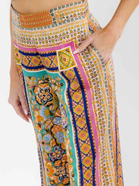 WOMEN'S ZIP UP WIDE LEG MULTI PRINT PALAZZO PANTS
