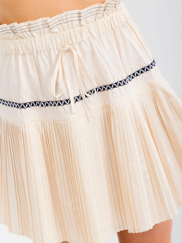 WOMEN'S ELASTIC WAIST PLEATED MINI SKIRT
