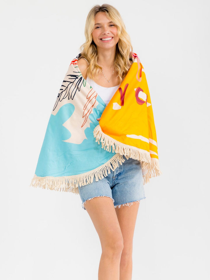 BAYCATION FRINGE EDGE BLANKET BEACH TOWEL