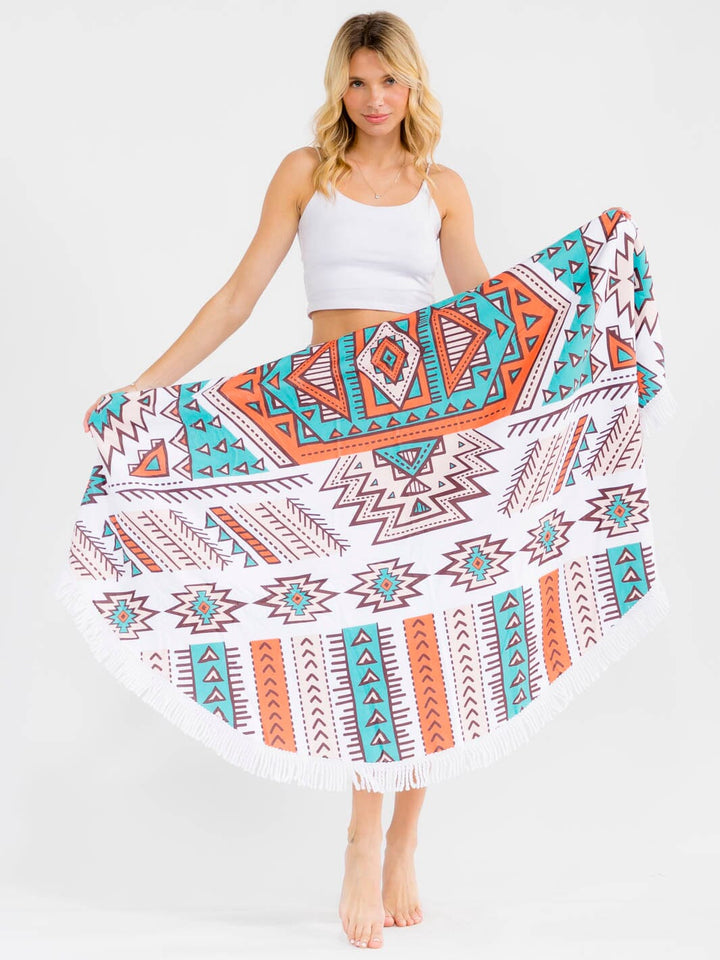 AZTEC FRINGE EDGE BLANKET BEACH TOWEL