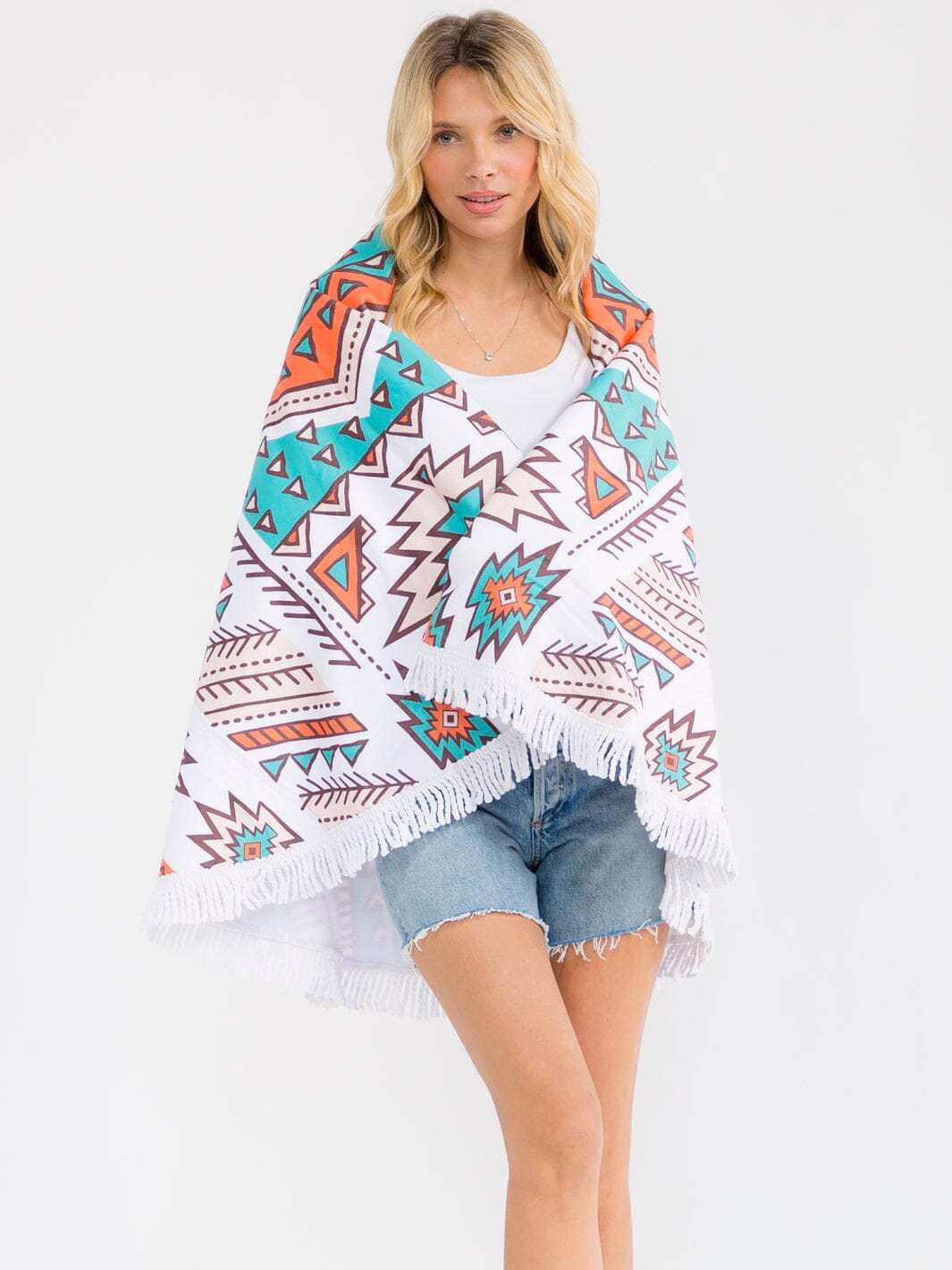 AZTEC FRINGE EDGE BLANKET BEACH TOWEL