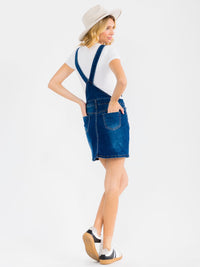 WOMEN'S SLEEVELESS POCKETS WASHED STRETCH DENIM SKIRT OVERALL