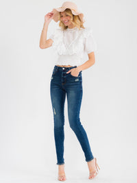 WOMEN'S SHORT SLEEVE SMOCK WAIST RUFFLE TIERED EYELET TOP
