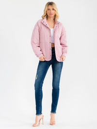 WOMEN'S LONG SLEEVE BUTTON UP FRONT POCKETS PADDED JACKET