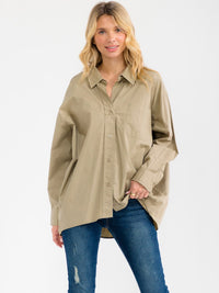 WOMEN'S LONG SLEEVE BUTTON UP OVERSIZED SHIRT