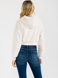 WOMEN'S LONG SLEEVE ZIPPER CLOSURE SEQUINS CHERRIES HOODED SWEATER