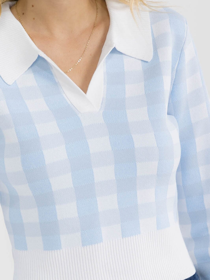 WOMEN'S LONG SLEEVE V-NECK COLORBLOCK PULLOVER SWEATER