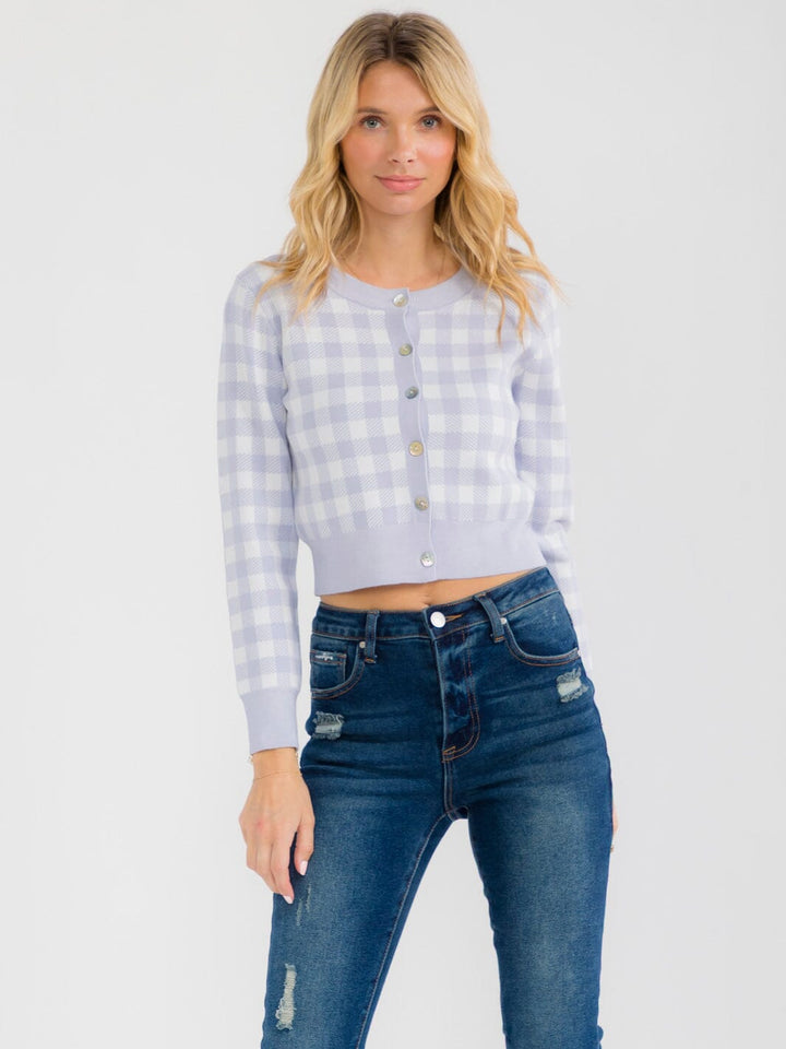 WOMEN'S CROP TANK TOP & LONG SLEEVE BUTTON UP CARDIGAN 2PC TOP