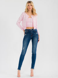 WOMEN'S CROP TANK TOP & LONG SLEEVE BUTTON UP CARDIGAN 2PC TOP